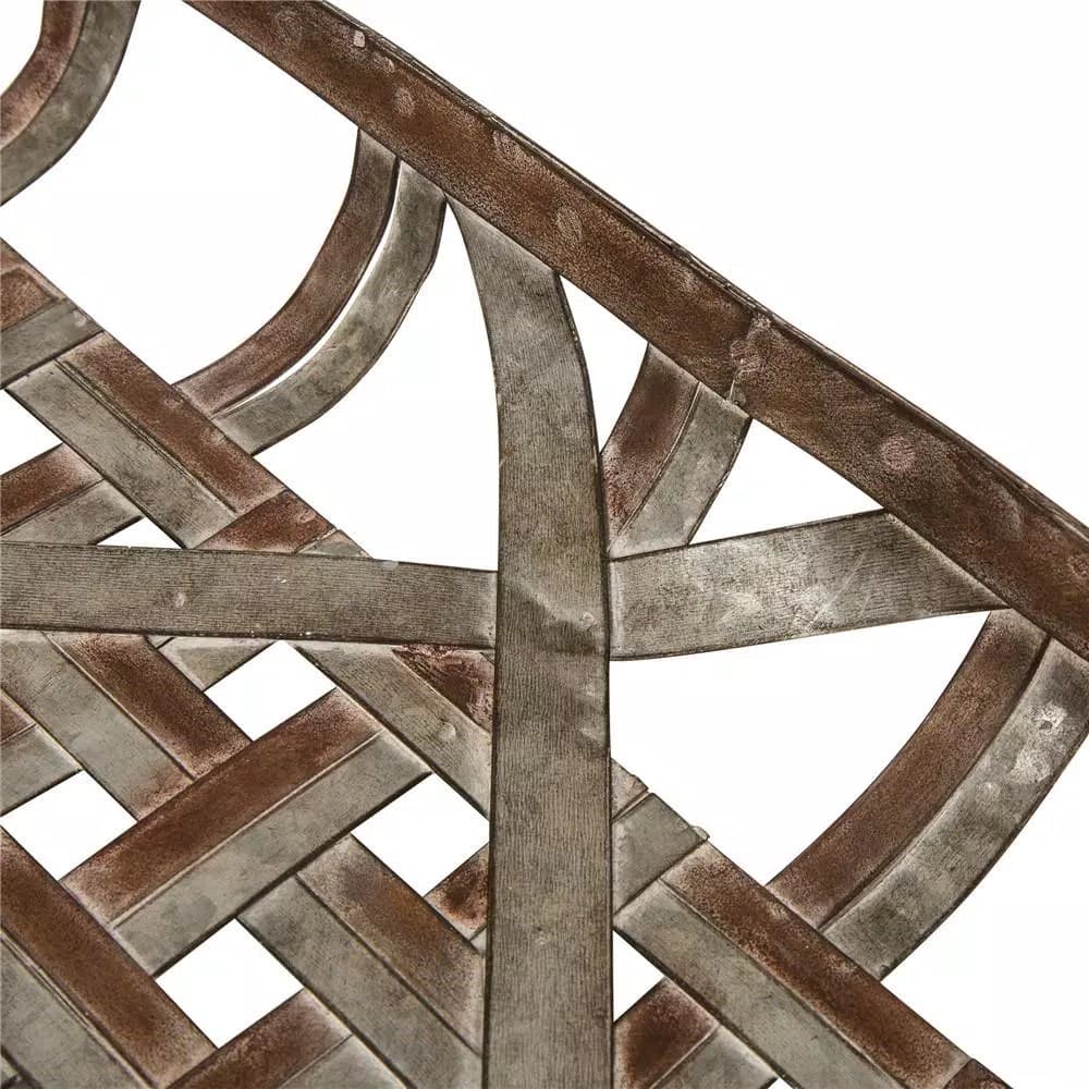 Glitzhome Farmhouse Galvanized Metal Woven Tobacco Basket Tray Set, Set of 2