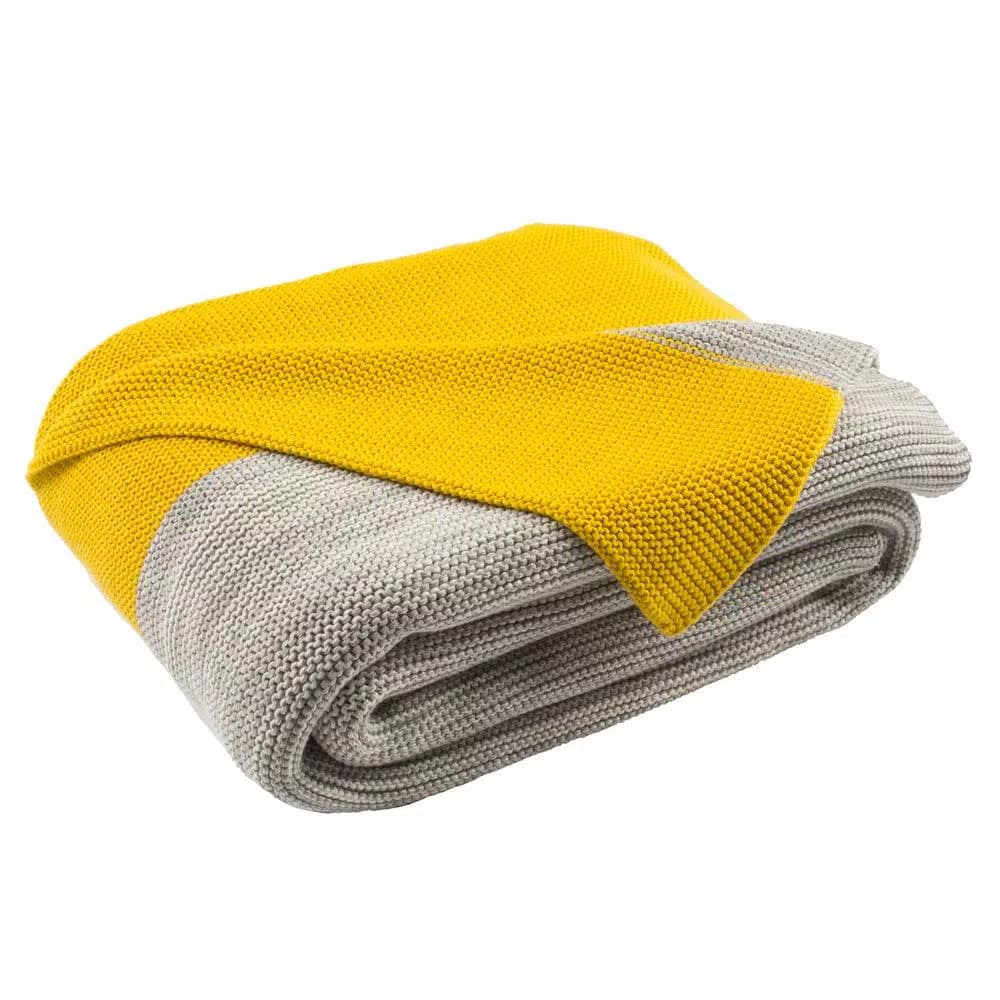 Safavieh Sun Kissed 100% Cotton Striped Throw Blanket - Sun Yellow & Light Grey