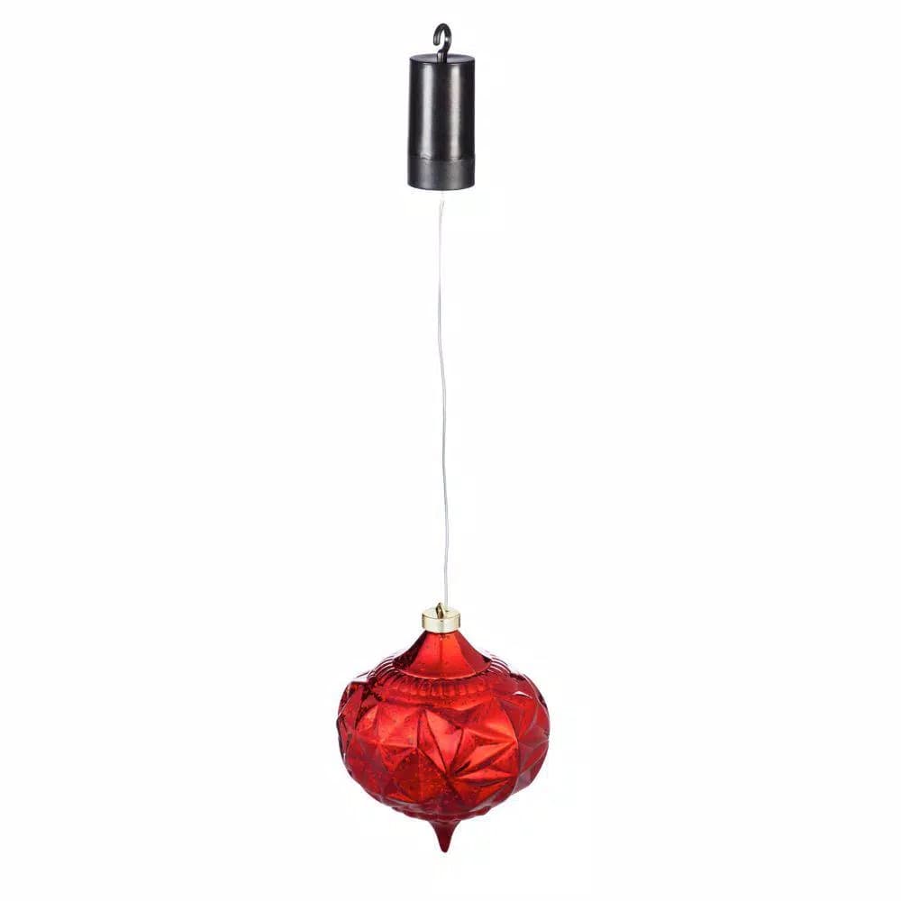 Evergreen 6 in. Red Shatterproof LED Teardrop Christmas Ornament - Battery Operated & Outdoor Safe