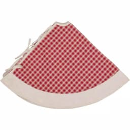 VHC Brands 48 in. Red Plaid Christmas Farmhouse Tree Skirt with Flannel Lining thumbnail 3
