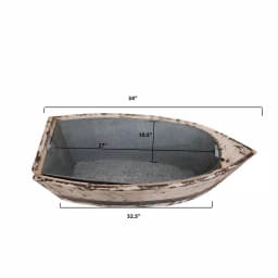 3R Studios Distressed Wood Decorative Boat with Tin Insert - Nautical Display Container thumbnail 5