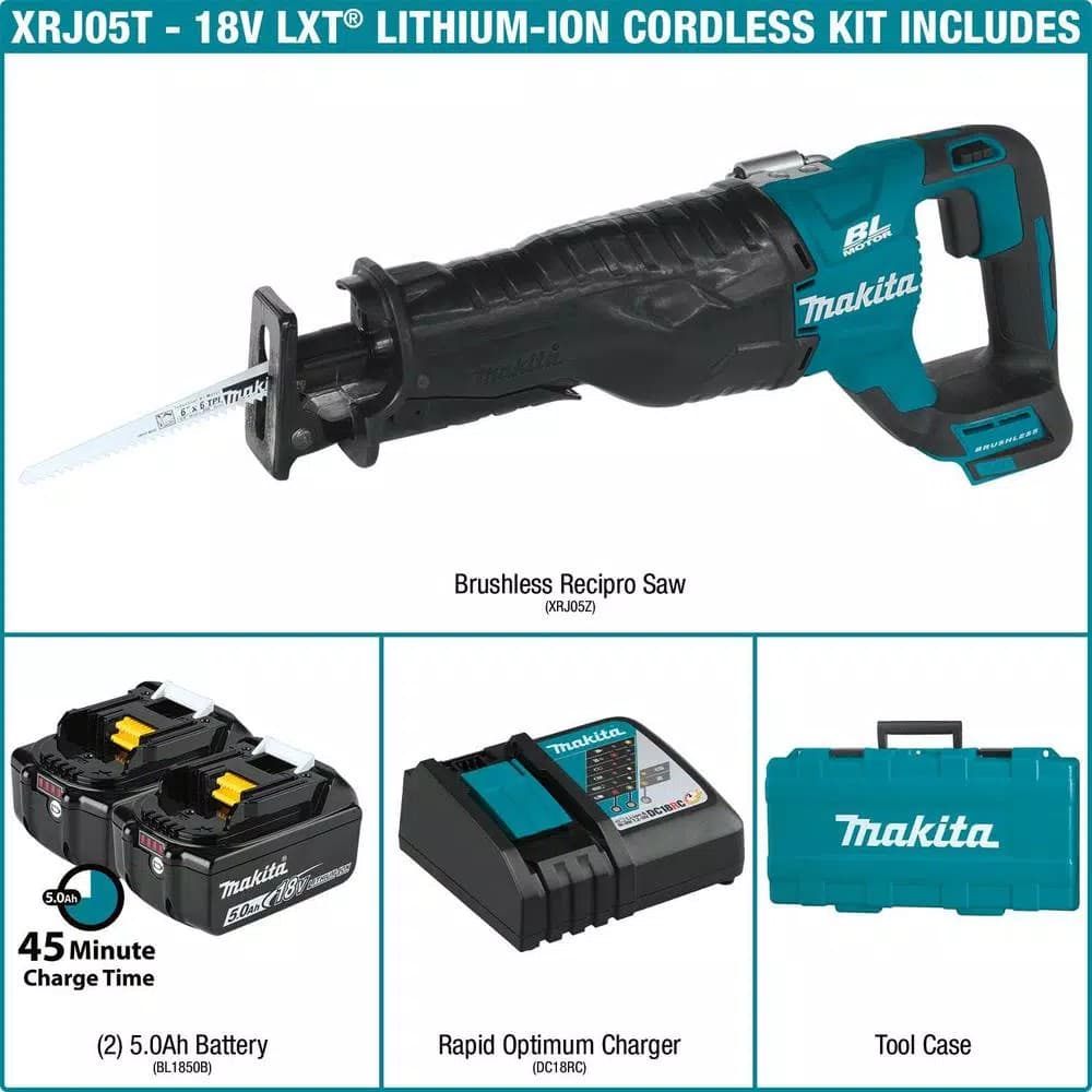 Makita 18V LXT Lithium-Ion Brushless Cordless Reciprocating Saw Kit with 5.0Ah Batteries