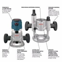 Bosch 15 Amp Corded Variable Speed Combination Plunge and Fixed-Base Router Kit with Hard Case thumbnail 2