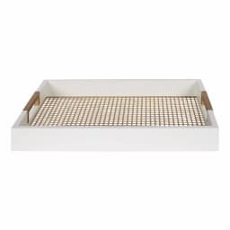 Kate and Laurel Hanneli White and Gold Decorative Tray Set of 2, Wood and Perforated Metal thumbnail 5