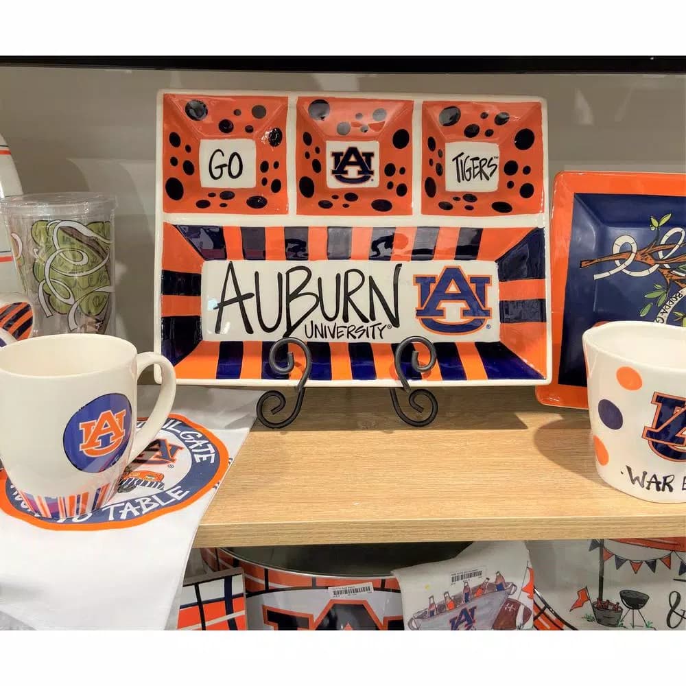 Magnolia Lane Clemson NCAA Officially Licensed 4-Section Ceramic Tailgating Serving Platter