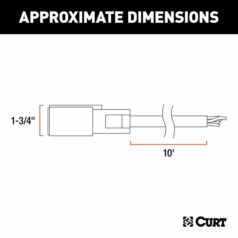CURT 10' 7-Way RV Blade Replacement Harness, Trailer Side Connector