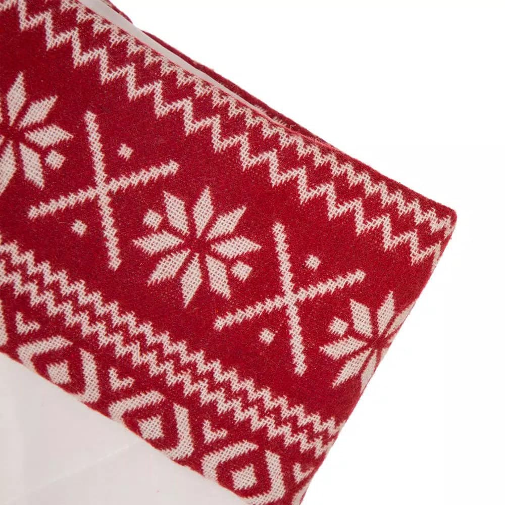 Glitzhome 21 in. White Fleece Polyester Christmas Stocking Decor (2-Pack)
