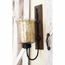 LITTON LANE 21 in. New Traditional Silver Flared Top Hurricane Candle Sconce with Walnut Frame thumbnail 7
