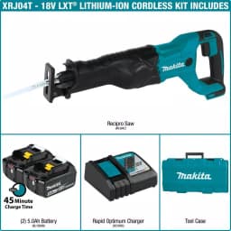 Makita 18V LXT Lithium-Ion Cordless Reciprocating Saw Kit with 5.0Ah Batteries and Charger thumbnail 2