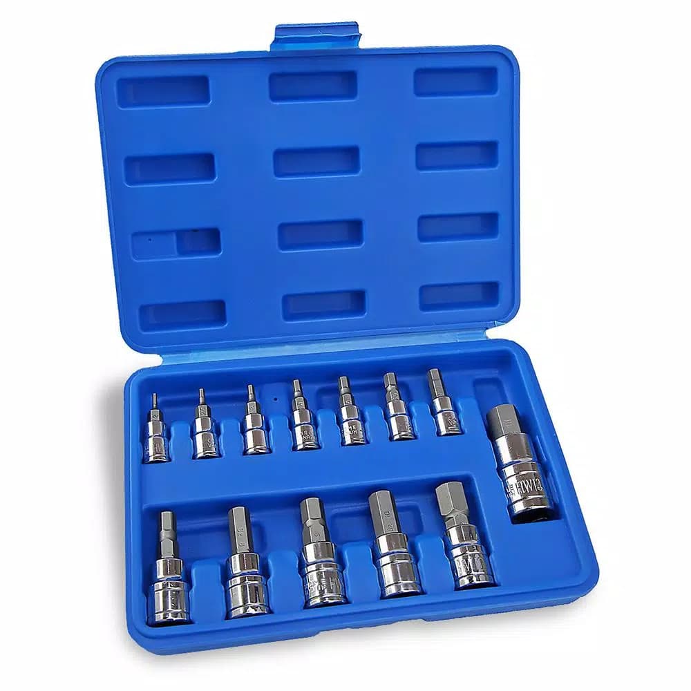 Stark Metric MM Pro-Grade 13-Piece Hex Bit Socket Set, S2 Steel & Cr-V Alloy