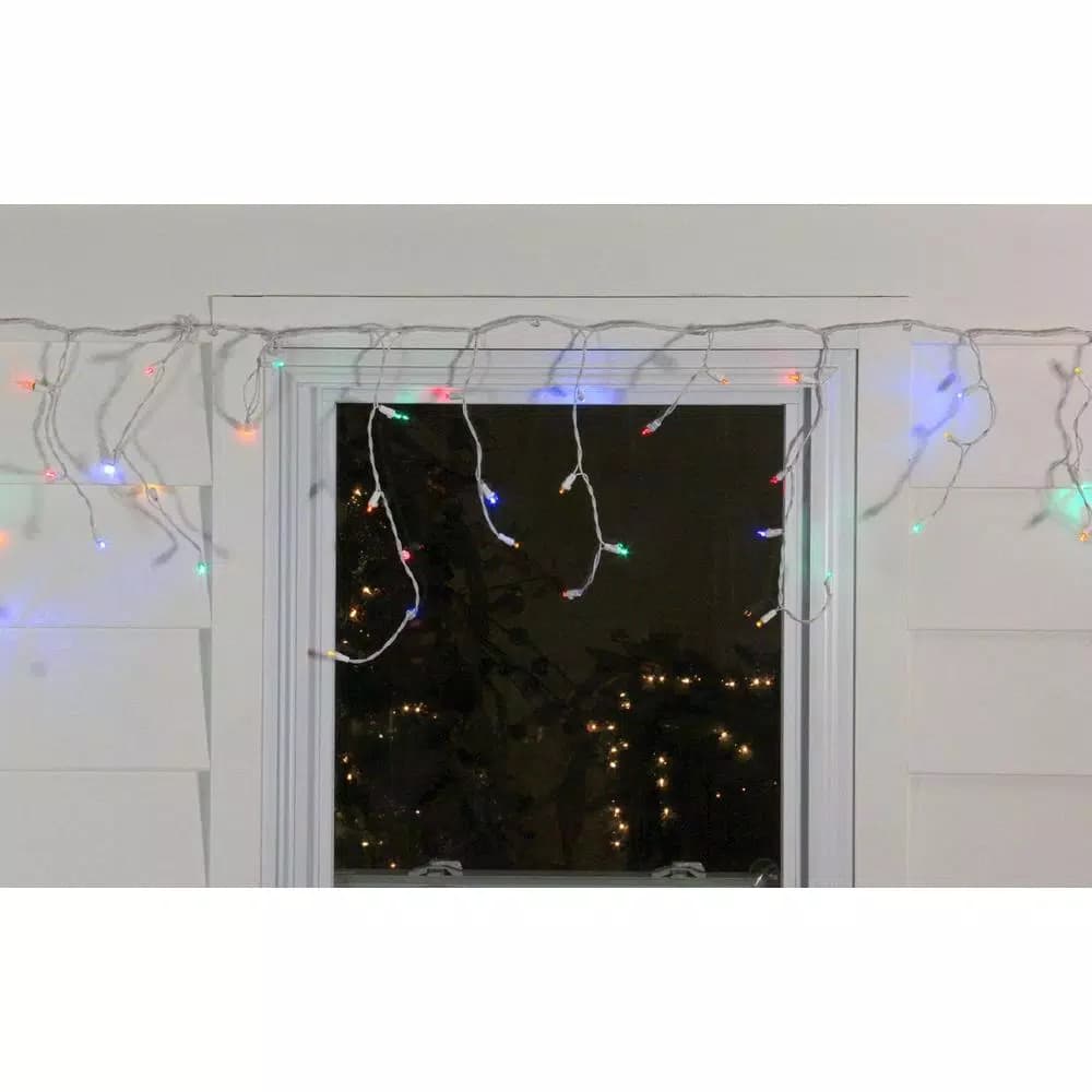 Northlight 100-Light Multi-Color LED Wide Angle Icicle Lights, 6.75 ft., White Wire