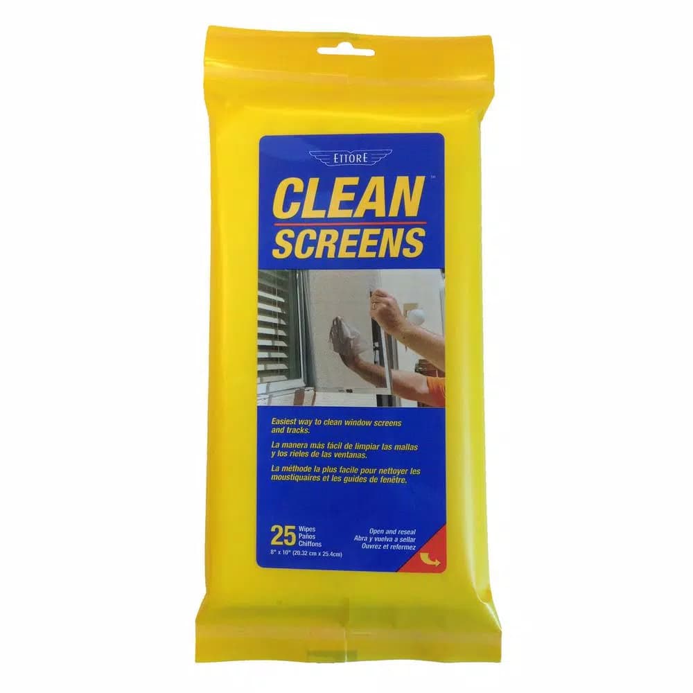 Ettore Clean Screen Wipes for Windows and Glass, Lint-Free & Residue-Free, 25 Count