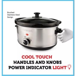 Courant 3.5 Qt. Stainless Steel Slow Cooker with Temperature Settings thumbnail 4