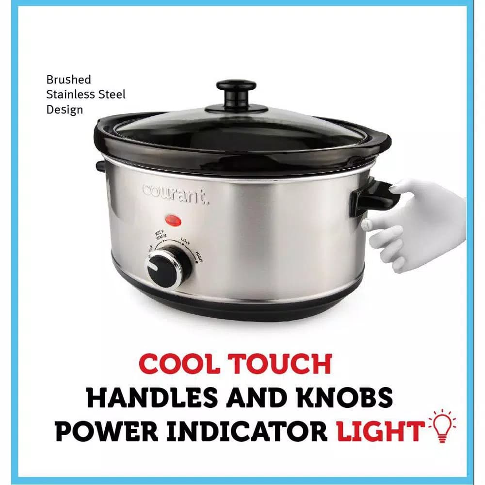 Courant 3.5 Qt. Stainless Steel Slow Cooker with Temperature Settings