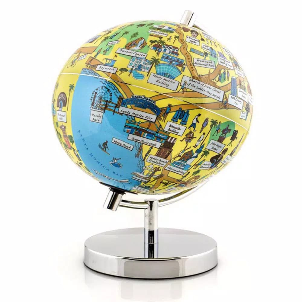 Unbranded Los Angeles 9 in. Political Table Globe with Chrome Metal Stand