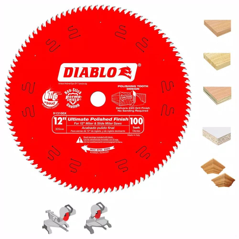 Diablo 12 in. 100-Tooth Ultimate Polished Finish Carbide Saw Blade, 15-Pack