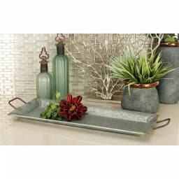 LITTON LANE Farmhouse Galvanized Metal Rectangular Serving Trays, Set of 2 thumbnail 1