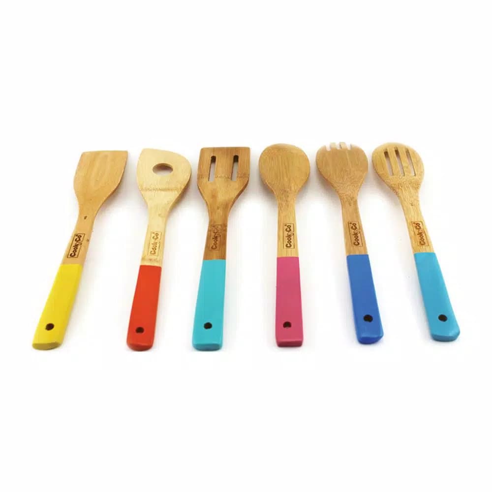 BergHOFF CooknCo Multi-Color Bamboo Utensil Set, 6-Piece Modern Kitchen Tool Set
