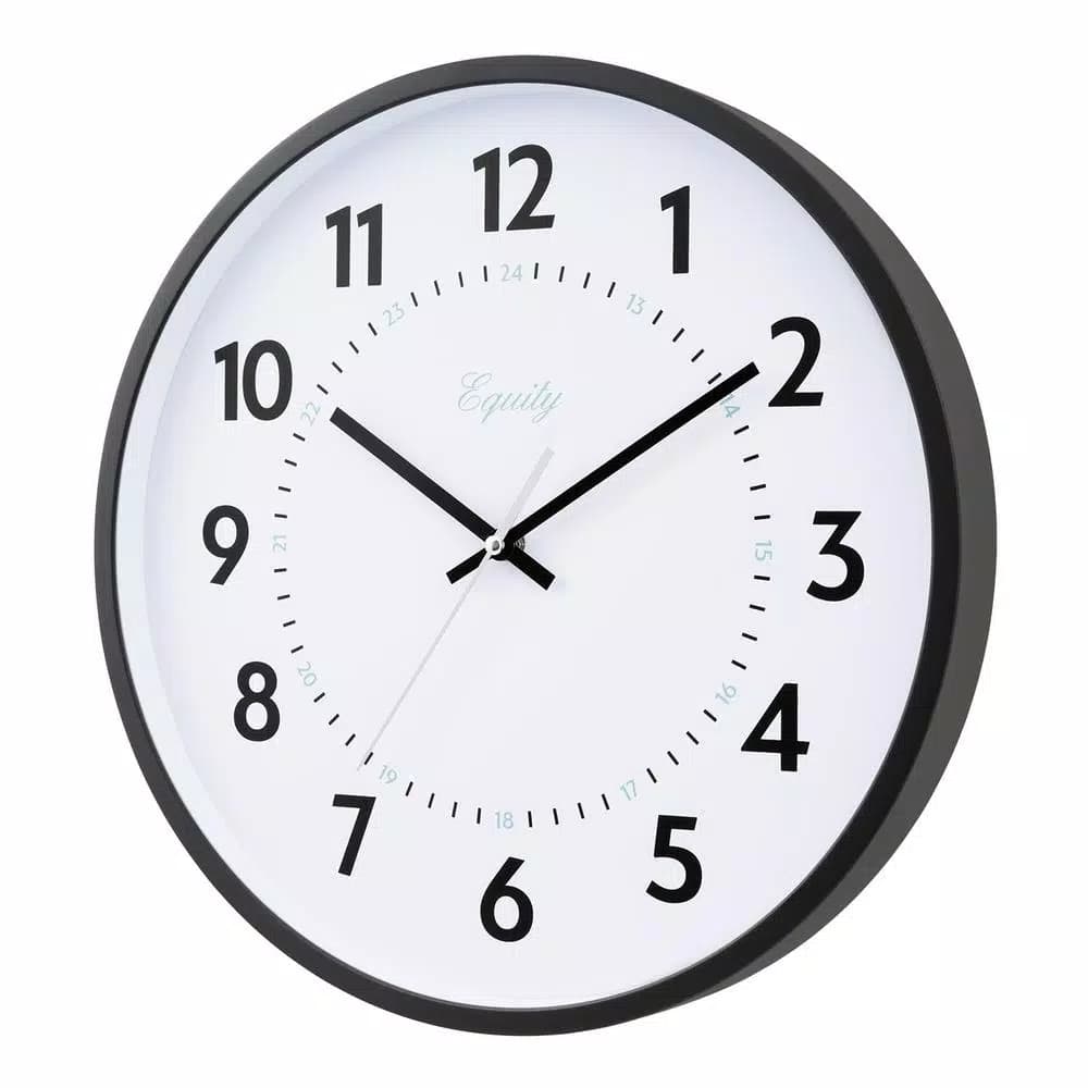 Equity by La Crosse 14 in. Commercial Black Analog Wall Clock with Quartz Movement