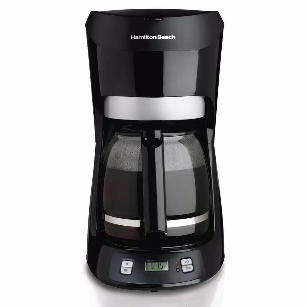 Hamilton Beach 12-Cup Programmable Drip Coffee Maker with Digital Clock, Black