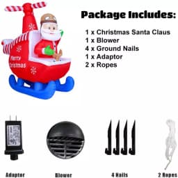 JOYDECOR 6 ft. Santa Claus on Helicopter Christmas Inflatable with Built-in LED Lights thumbnail 4