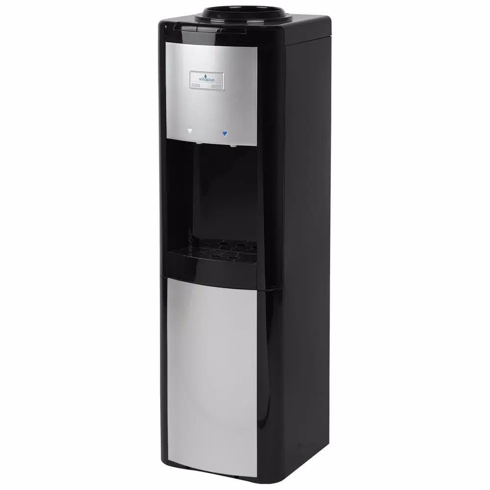Vitapur Top Load Water Cooler Dispenser, Cold & Room Temperature, 3-5 Gal., Black/Platinum