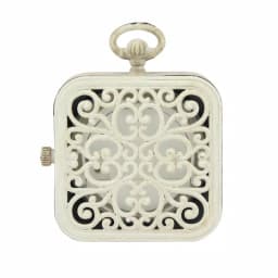 Stonebriar Collection Weathered White Metal Tabletop Analog Clock with Roman Numerals thumbnail 4