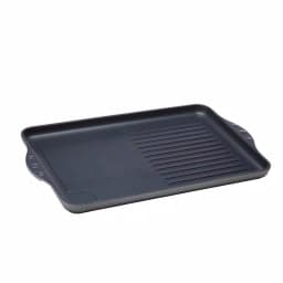 Swiss Diamond 17 in. Cast Aluminum Nonstick Double Burner Grill and Griddle Combo, Gray thumbnail 1