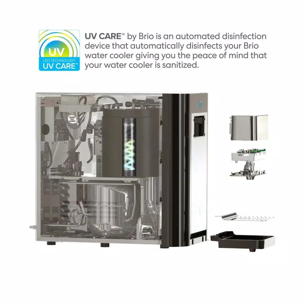 Brio Tri-Temp 2-Stage Countertop Bottleless Water Cooler with UV Self-Cleaning, Black