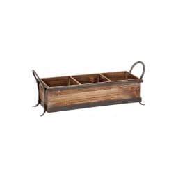 LITTON LANE Rustic Elegance 23" Wood and Iron 3-Compartment Rectangular Farmhouse Tray thumbnail 4