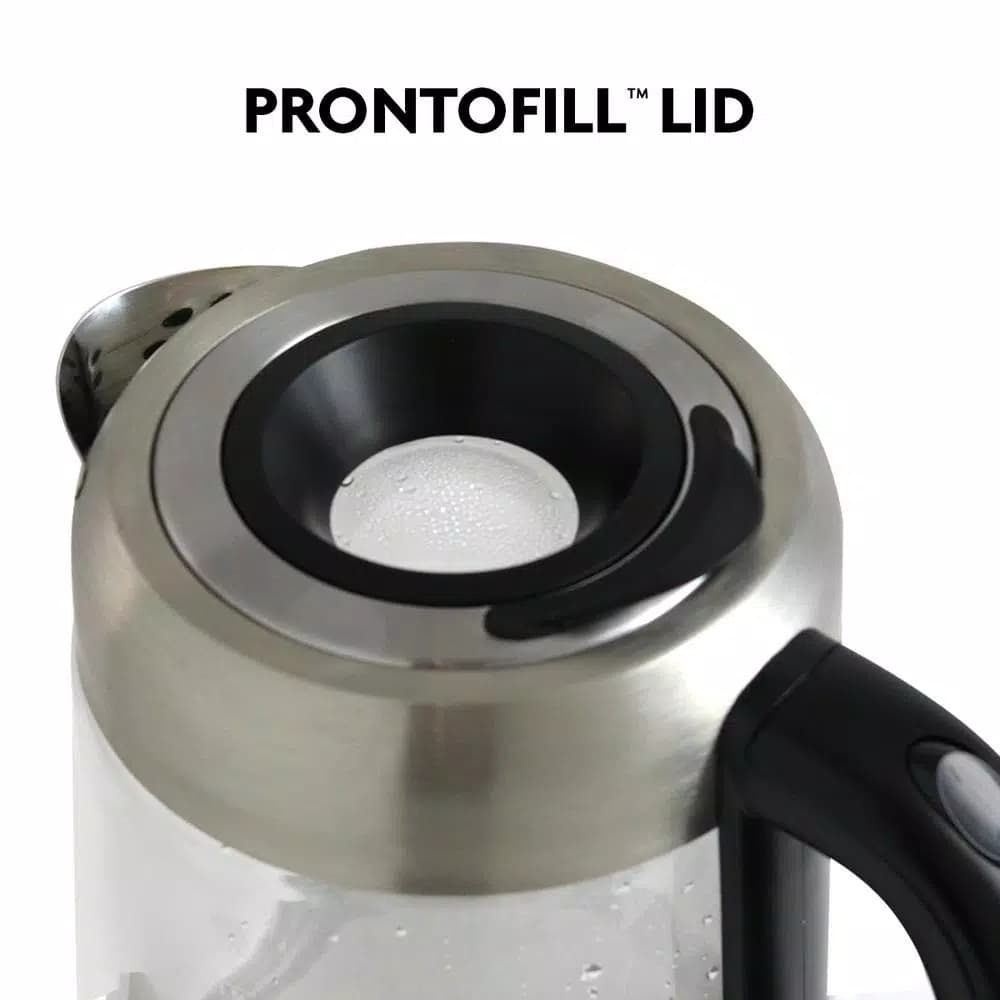 Ovente KG612S 1.7L Glass Electric Kettle, 1500W Silver Stainless Steel with Blue LED Light