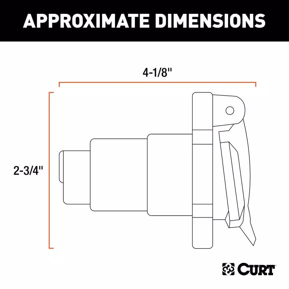 CURT 7-Way Round RV Blade Connector Socket, Vehicle Side