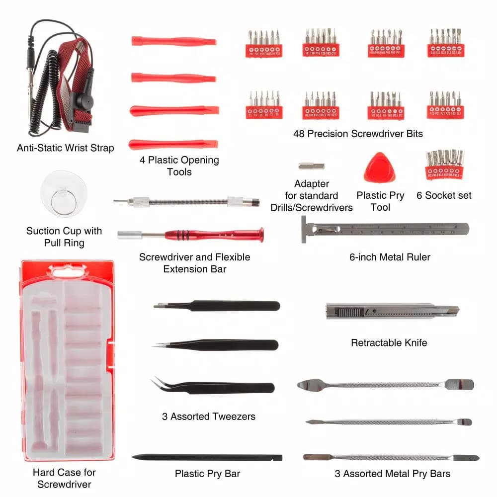 Stalwart 70-Piece Repair Tech Tool Kit Set with Precision Screwdrivers and Carrying Case