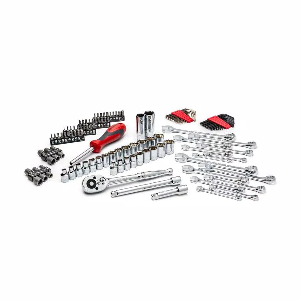 Crescent 128-Piece 3/8 in. Drive Mechanics Tool Set with 1/4 in. Drive, SAE and Metric
