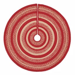 VHC Brands 50 in. Cunningham Cherry Red and Natural Jute Christmas Tree Skirt thumbnail 1
