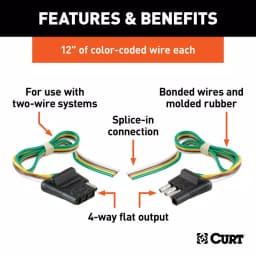 CURT 4-Way Flat Trailer Connector Kit with 12" Color-Coded Wires thumbnail 5