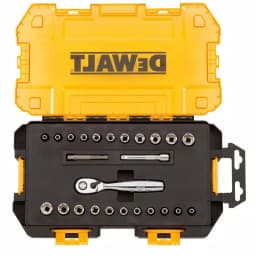 DEWALT 25-Piece 1/4 in. Drive SAE and Metric Ratchet and Socket Set thumbnail 1