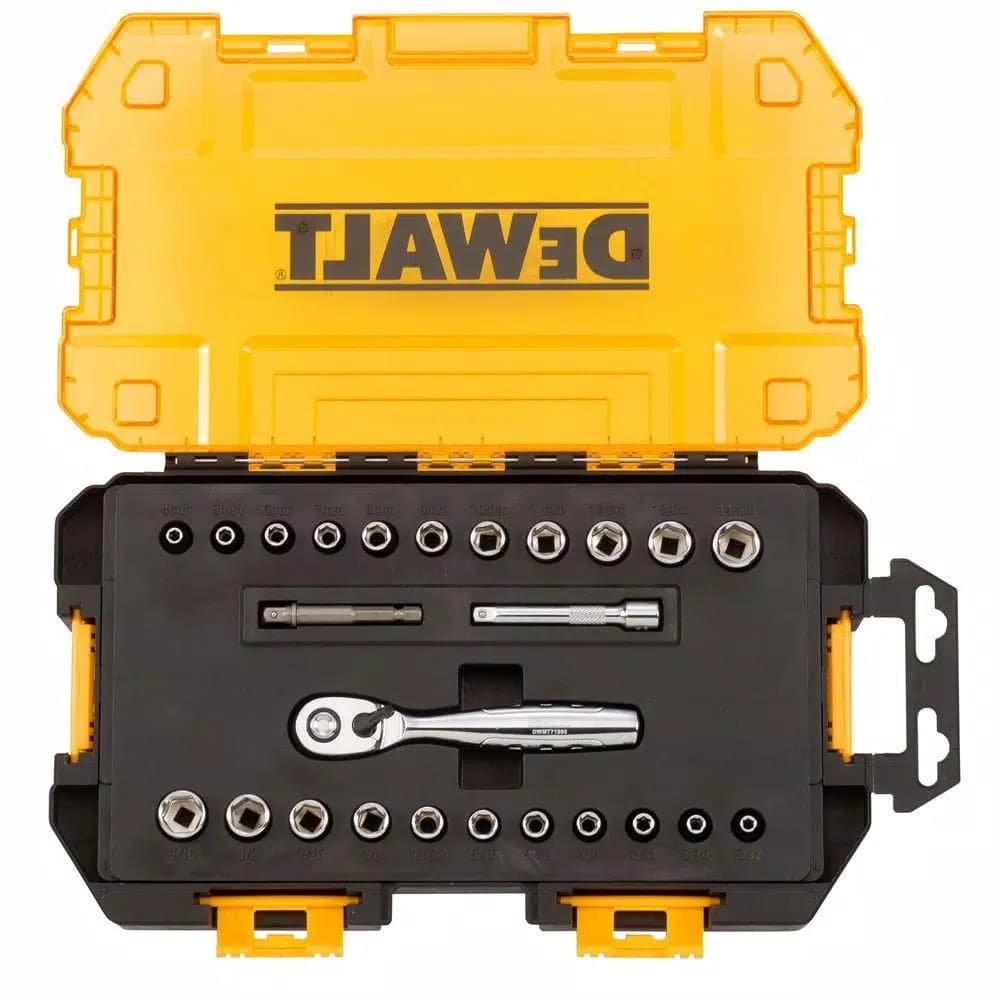 DEWALT 25-Piece 1/4 in. Drive SAE and Metric Ratchet and Socket Set