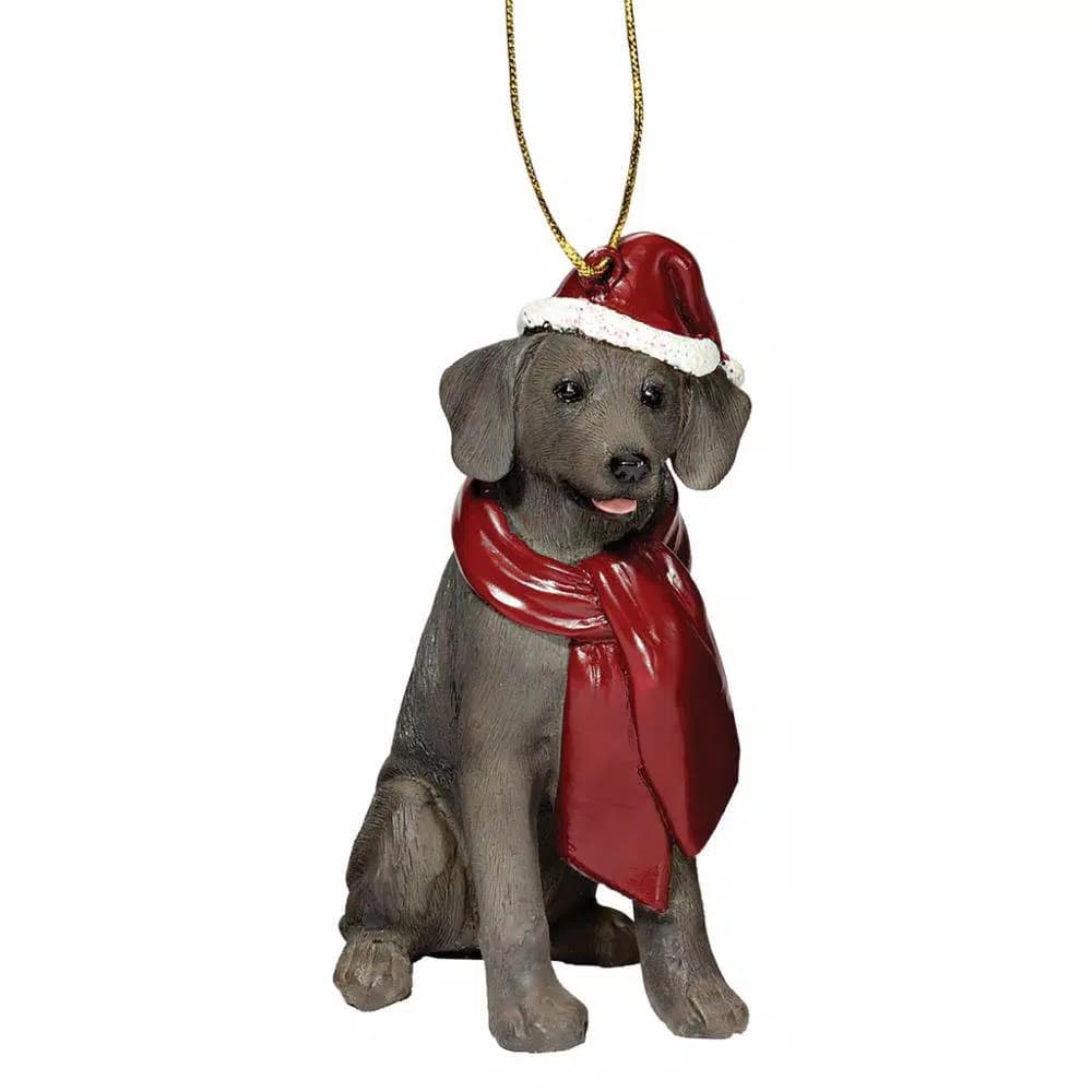 Design Toscano Weimaraner Holiday Dog Ornament Sculpture, Hand-Painted Resin