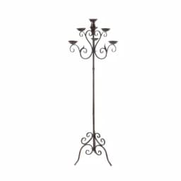 LITTON LANE 61 in. Brown Iron Scroll Design 7-Light Candelabra Floor Stand thumbnail 2