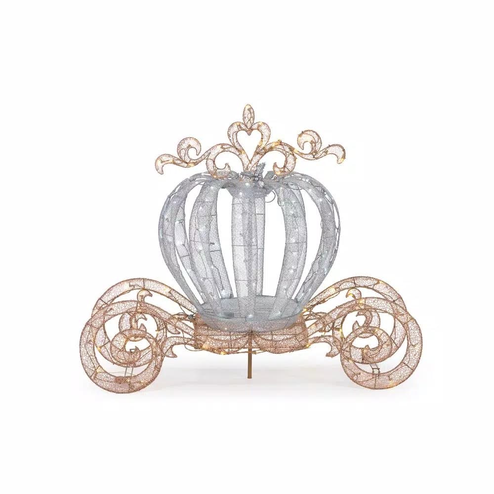 Home Accents Holiday 4 ft. LED Twinkling Carriage Yard Decoration - Silver Holiday Display