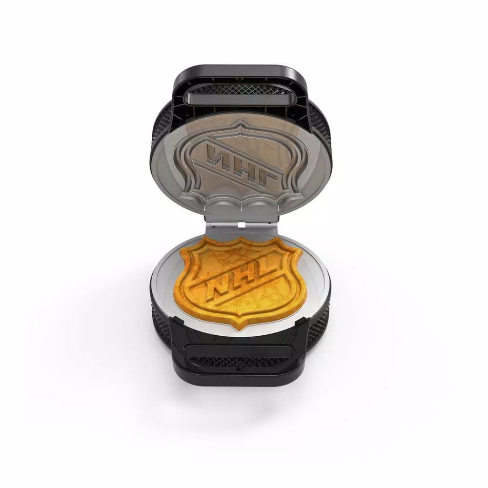 Pangea Brands NHL Hockey Puck Waffle Maker, Black Electric Grille