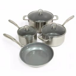 Chantal Induction 21 Steel 7-Piece Ceramic Nonstick Stainless Steel Cookware Set, Brushed Stainless Steel thumbnail 4
