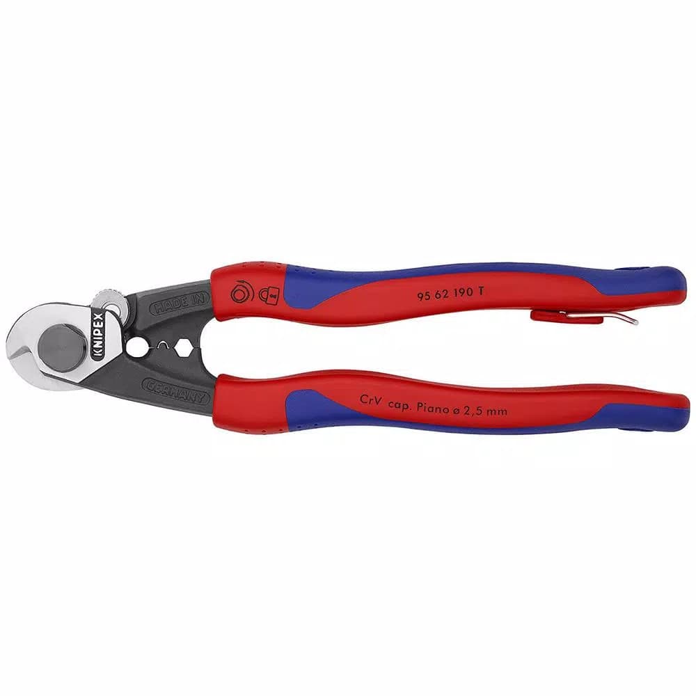 KNIPEX 7-1/2 in. Wire Rope Cutters with Dual-Comfort Grip and Tether Attachment