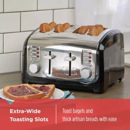 BLACK+DECKER 4-Slice Stainless Steel Wide Slot Toaster with Crumb Tray thumbnail 6