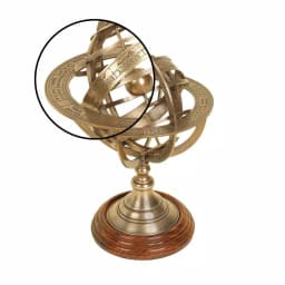 LITTON LANE Nautical Brass Armillary Sphere with Cherry Wood Finish Stand thumbnail 3
