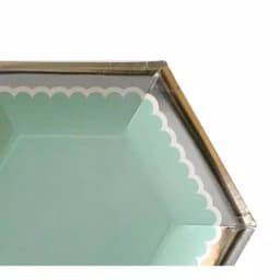 Sugar Plum Party SugarPlum Confection Hexagon Salad Plates, 16-Piece Mint with Silver Rim thumbnail 2