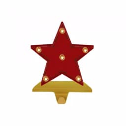 Glitzhome 8.48 in. Marquee LED Star Christmas Stocking Holder - Red Steel Decor thumbnail 1