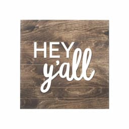 Petal Lane Home Hey Y'all Slat Board Brown Wood Memo Board with White Lettering thumbnail 1