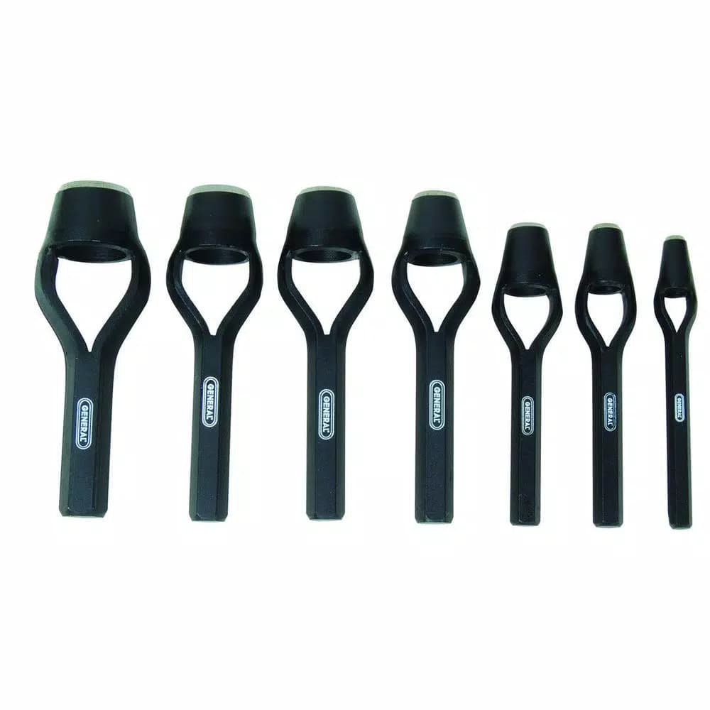 General Tools 7-Piece Hollow Steel Arch Hole Punch Set for Leather, Sheet Metal, and Gaskets